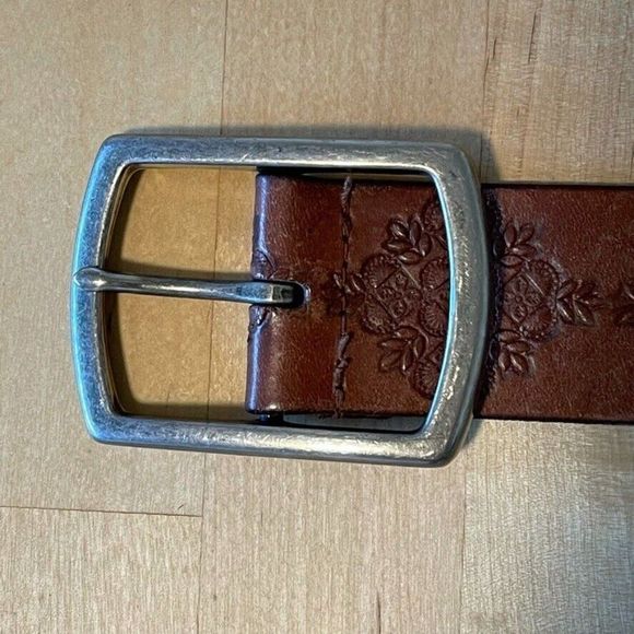 Buckle Womens Brown Leather Floral Hippie Boho Belt Sz L - Picture 6 of 8
